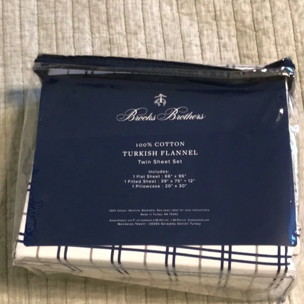 🔥🔥BROOKS BROTHERS Square Brook Plaid Flannel Sheet Set